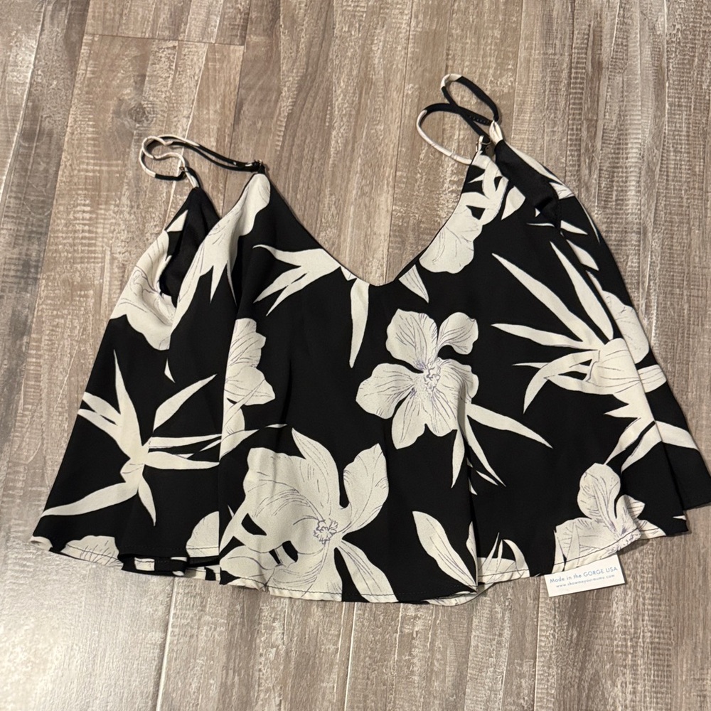 Show Me Your MuMu Black and Cream Floral Camisole